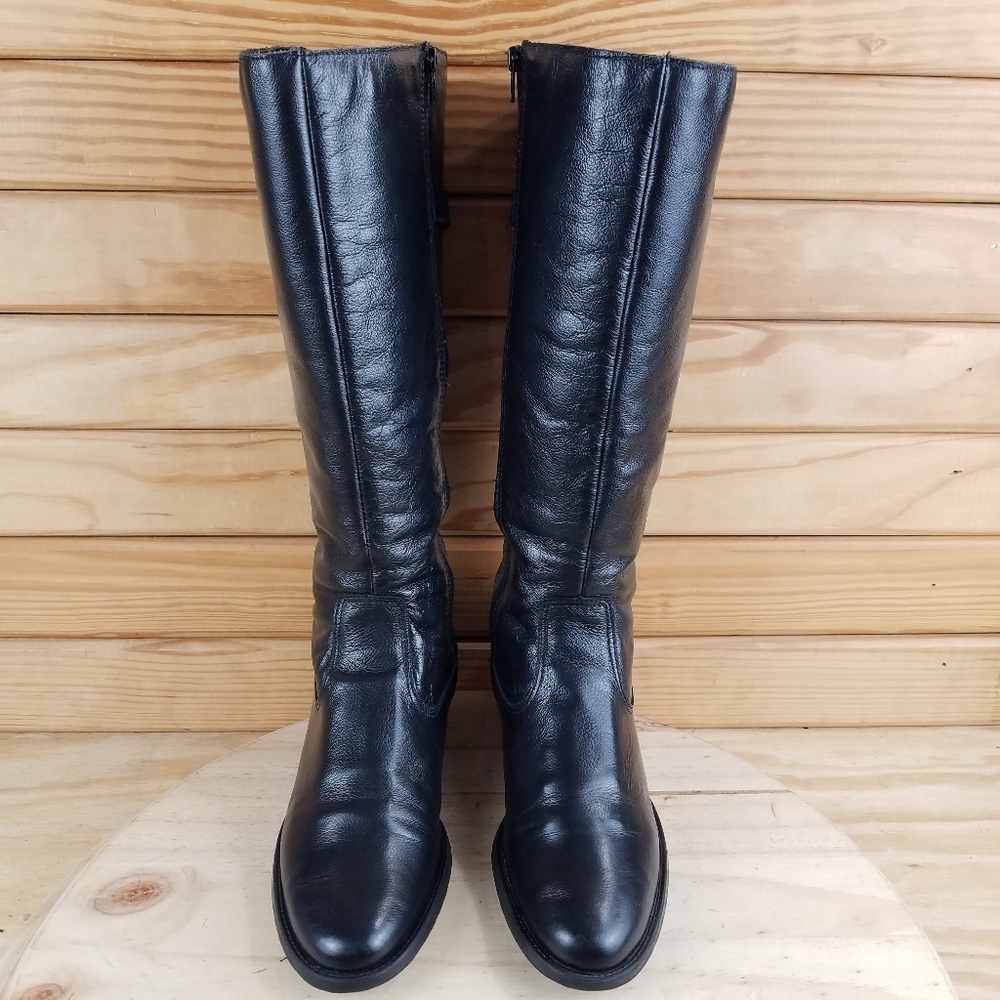 Vintage NARDUCCI Black BOHO Western Biker Leather Riding Boots Side Zip 37 EUR - Picture 6 of 12